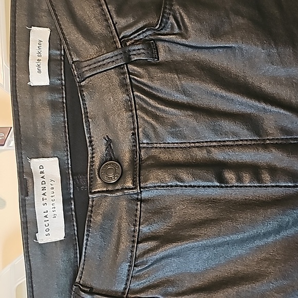 Social Standar by Sanctuary Women's Faux Leather Ankle Skinny Jeans Size 14 Blac - Picture 3 of 14